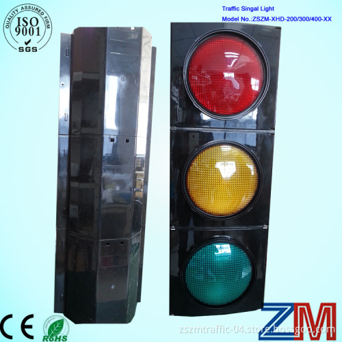 200mm LED High-Flux CE& RoHS Ceritificaed RGY 3 Aspects Traffic Strobe Light with Sun Visor